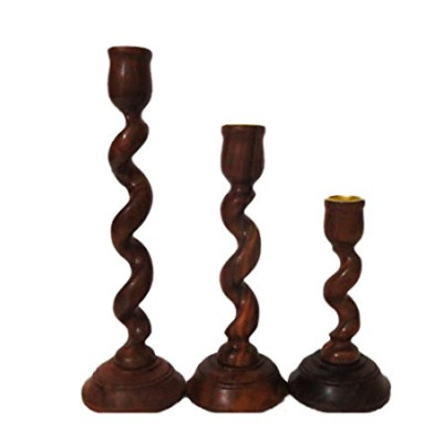 Spiral Design Wood Candle Holder (Set Of 3) Spiral Design Wood Candle Holder (Set Of 3)
